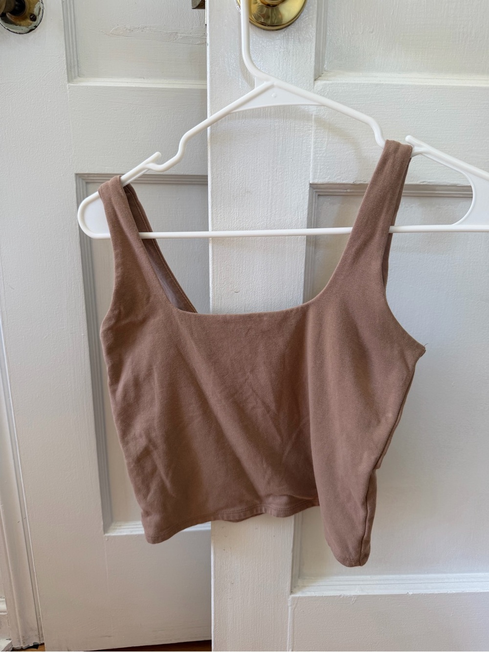 Abercrombie & Fitch Square Neck Crop Tank - Brown Taupe